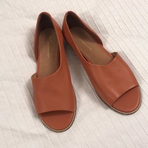 Anthropologie leather loafers, orange, Sz 9. New!!